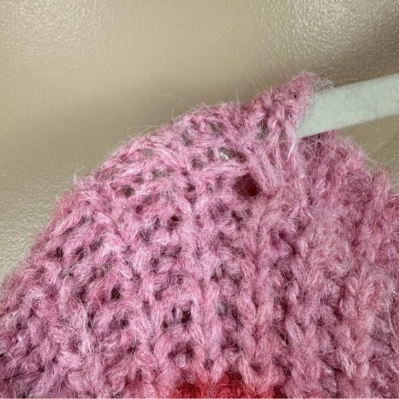 POL Pastel Pink Chunky Rainbow Cake Striped Oversized Sweater Small - Picture 7 of 16